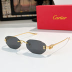 Cartier glasses, gold frame, dark gray oval lenses with metal bridge