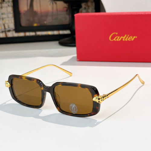 Cartier glasses with tortoiseshell frames, amber lenses, and gold-tone temples