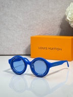 Louis Vuitton sunglasses, blue round frames with light lenses