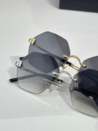Sunglasses set with clear frames and dark gray tinted lenses