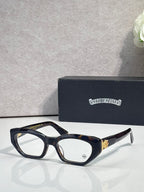 Chrome glasses with tortoiseshell dark frame, round-square clear lenses, and angled temples.