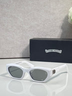 White and clear glasses with gray lenses and metal temples