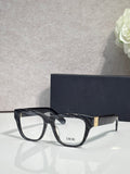 Black eyeglass frame with clear lenses and DIOR logo on temple