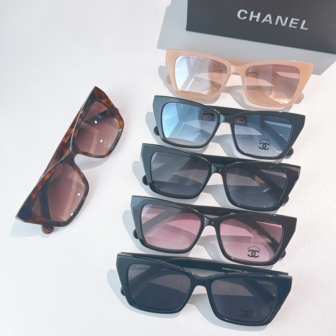 Assorted Chanel sunglasses with multiple frame colors and tinted lenses