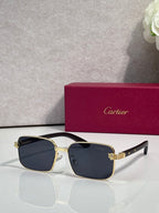 Cartier sunglasses with gold-tone frame and dark lenses, rounded square silhouette
