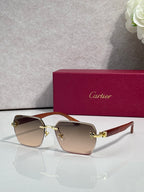 Cartier sunglasses with tinted brown lenses, tortoiseshell frame, and gold-tone details