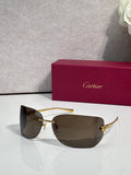 Cartier sunglasses with gold frame and dark smoke shield lenses