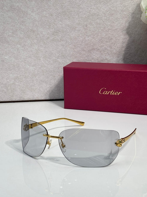 Cartier sunglasses, gold metal frame with large smoky gradient lenses