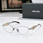 Prada eyeglasses with silver metal frame and dark temples