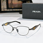 Prada eyeglasses with black metal frame and black temple arms