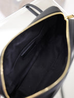 YSL shoulder bag top opening, black interior with gold-lined zipper and chain