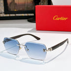 Cartier sunglasses with dark frame and light blue gradient lenses