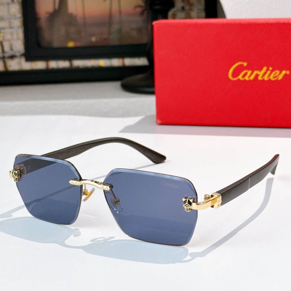 Cartier sunglasses with dark frame and navy gradient lenses