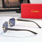 Cartier sunglasses side view with dark frame and blue tinted lenses