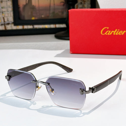 Cartier sunglasses with dark frame and blue gradient lenses