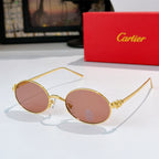 Cartier glasses: gold round frames with pink-tinted lenses