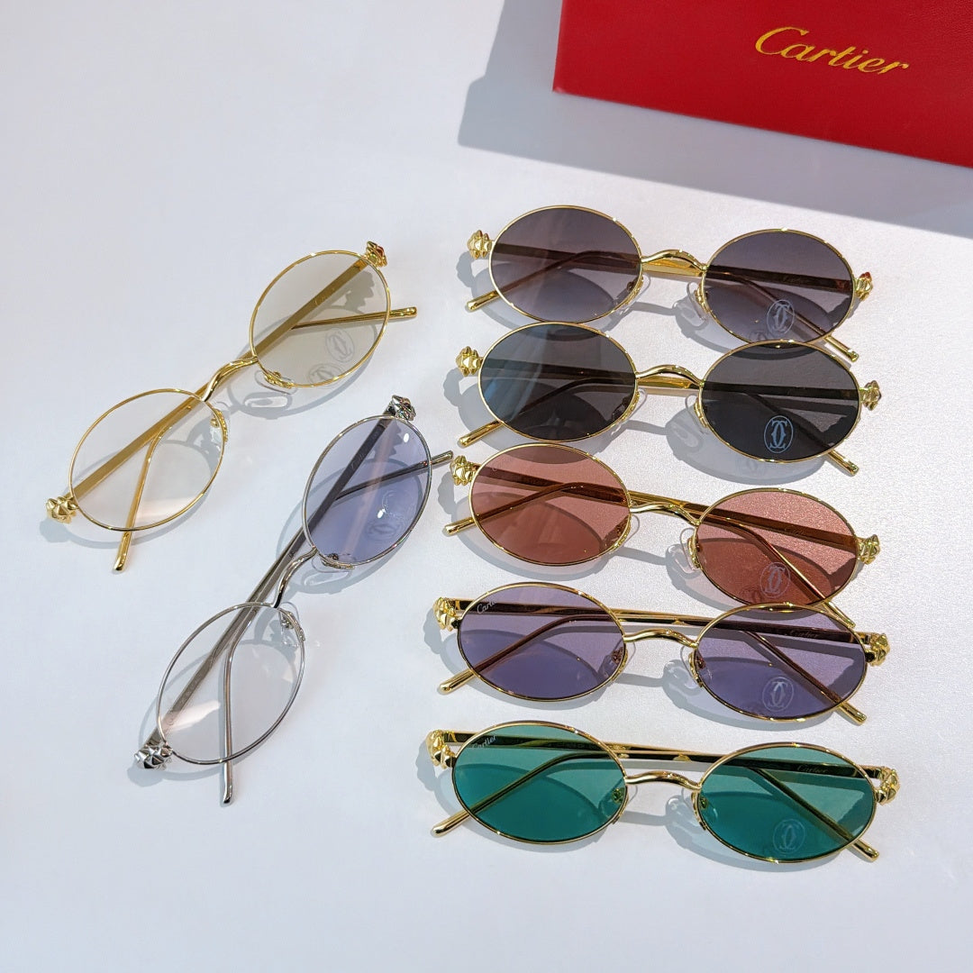 Cartier glasses set: multiple gold round frames with mixed tinted lenses