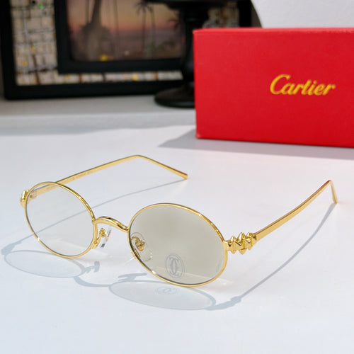 Cartier glasses: gold round frames with clear lenses