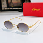 Cartier glasses: gold round frames with dark lenses