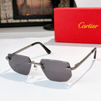 Cartier glasses with black frame and smoky gray hexagonal lenses