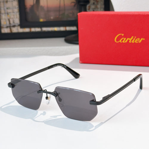 Cartier glasses with black frame and dark gray hexagonal lenses