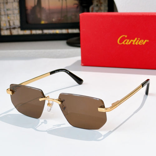 Cartier glasses with gold frame and brown tinted hexagonal lenses