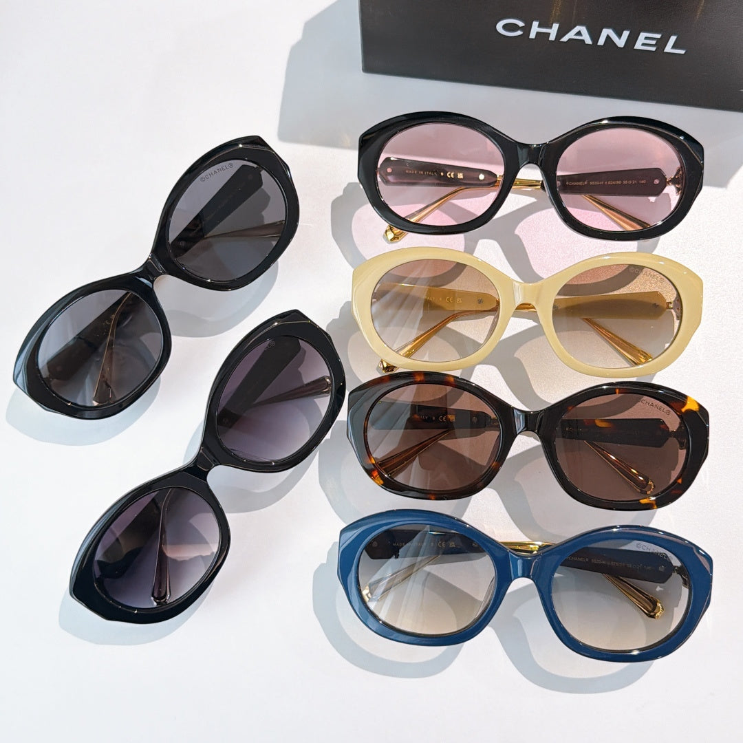 Chanel sunglasses assortment with different frames and tinted lenses
