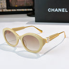 Chanel light sunglasses with round frames and pale pink-tinted lenses