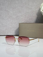 Gold metal round sunglasses with tinted rose lenses and burgundy accents.