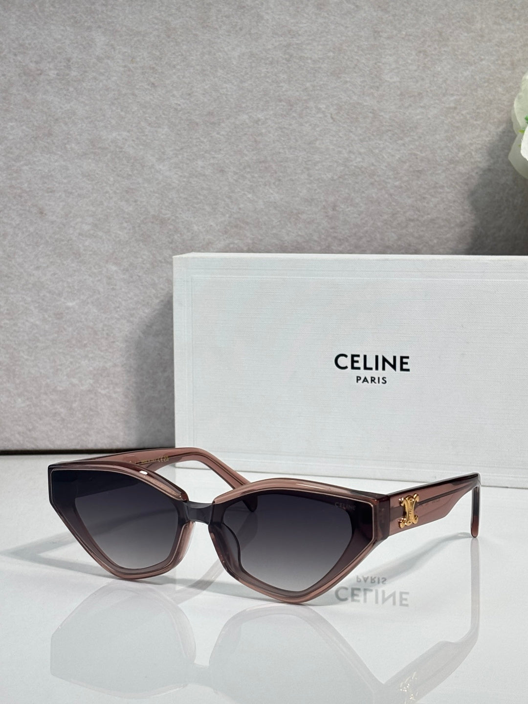 Celine cat-eye sunglasses with tortoise frames and dark lenses