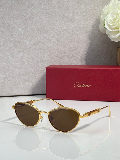 Gold-tone round sunglasses with dark brown lenses