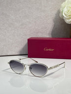 Silver-tone round sunglasses with dark gray lenses