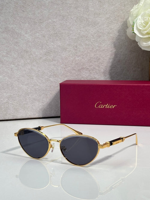 Gold-tone round sunglasses with dark gray lenses
