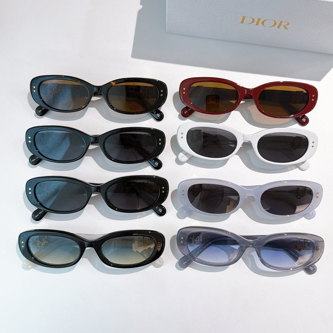Assorted sunglasses set with black, red, white, blue and brown lenses