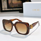 Tortoise brown sunglasses with square lenses and gold logo hinge detail
