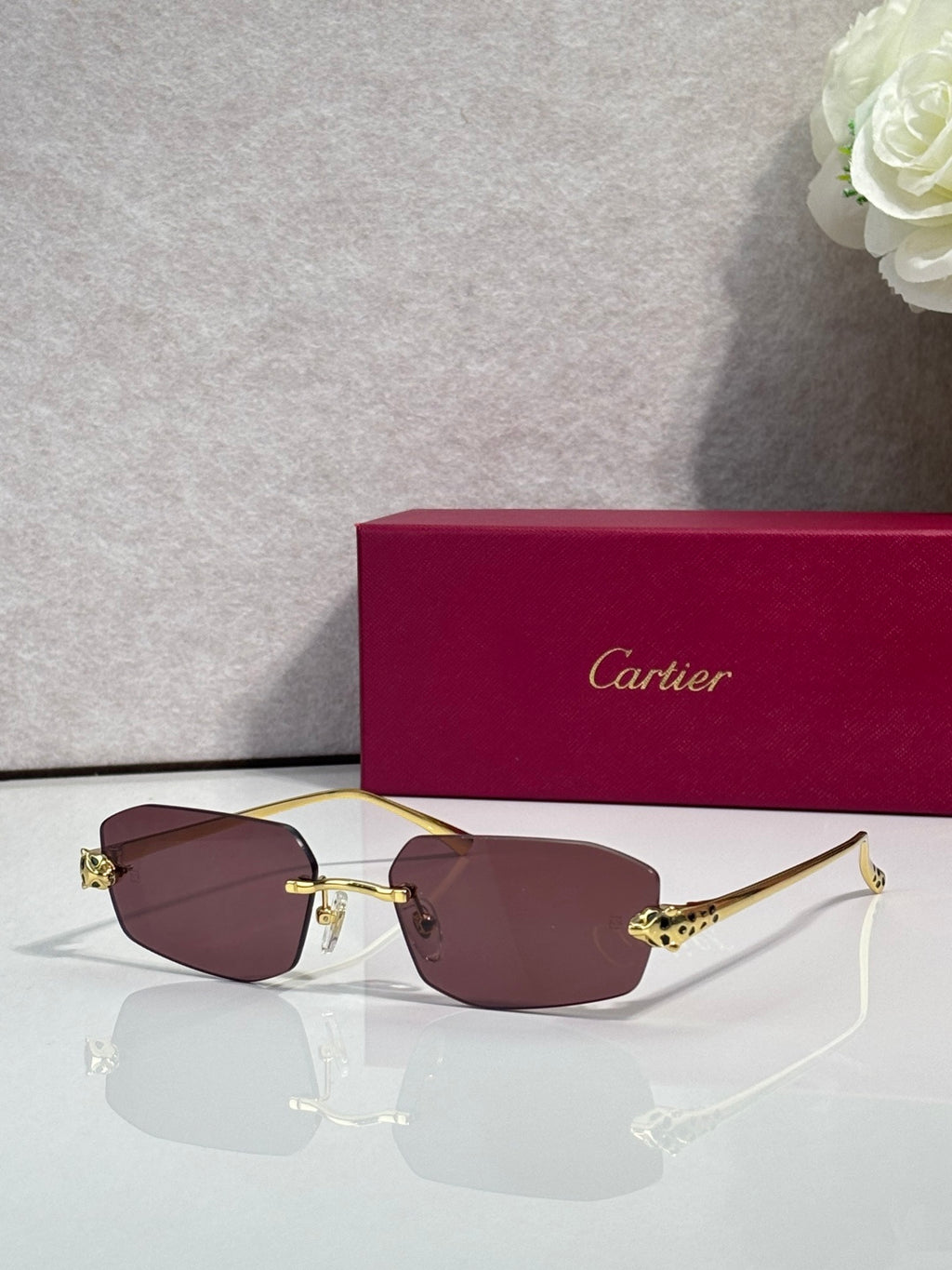 Cartier gold-tone hexagon sunglasses with dark brown lenses