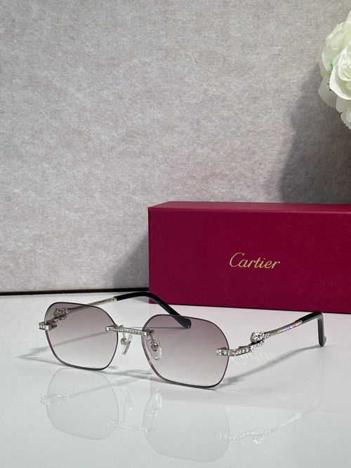 Cartier eyeglasses with black-and-gold frame, gradient lenses and decorative side detailing