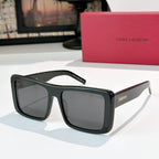YSL Saint Laurent square sunglasses, black frame with gray tinted lenses
