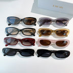 Assorted oval Dior sunglasses set in blue, brown, red, pink, and black frame colors