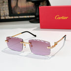 Gold sunglasses with black temples and violet gradient lenses