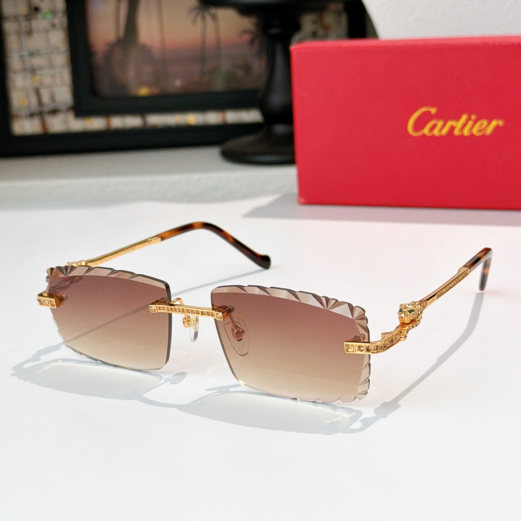 Gold sunglasses with black temples and rose gradient lenses