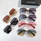 Assorted Chanel sunglasses with tinted lenses and chain temple details