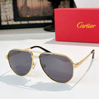 Aviator sunglasses with gold-tone frames and dark blue tinted lenses