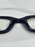 Black round eyeglasses frame close-up