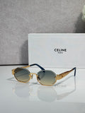 Celine glasses with gold-tone frame and dark tinted octagonal lenses