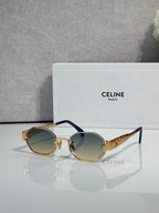 Celine glasses with gold-tone frame and dark tinted octagonal lenses