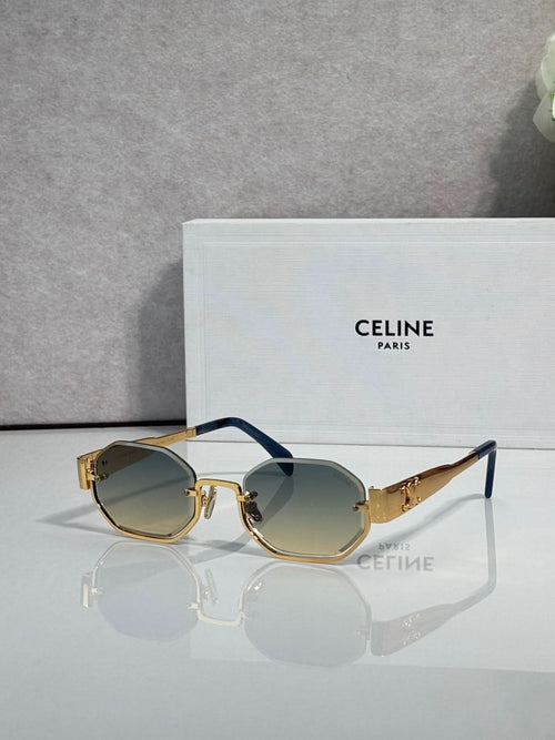 Celine glasses with gold-tone frame and dark tinted octagonal lenses