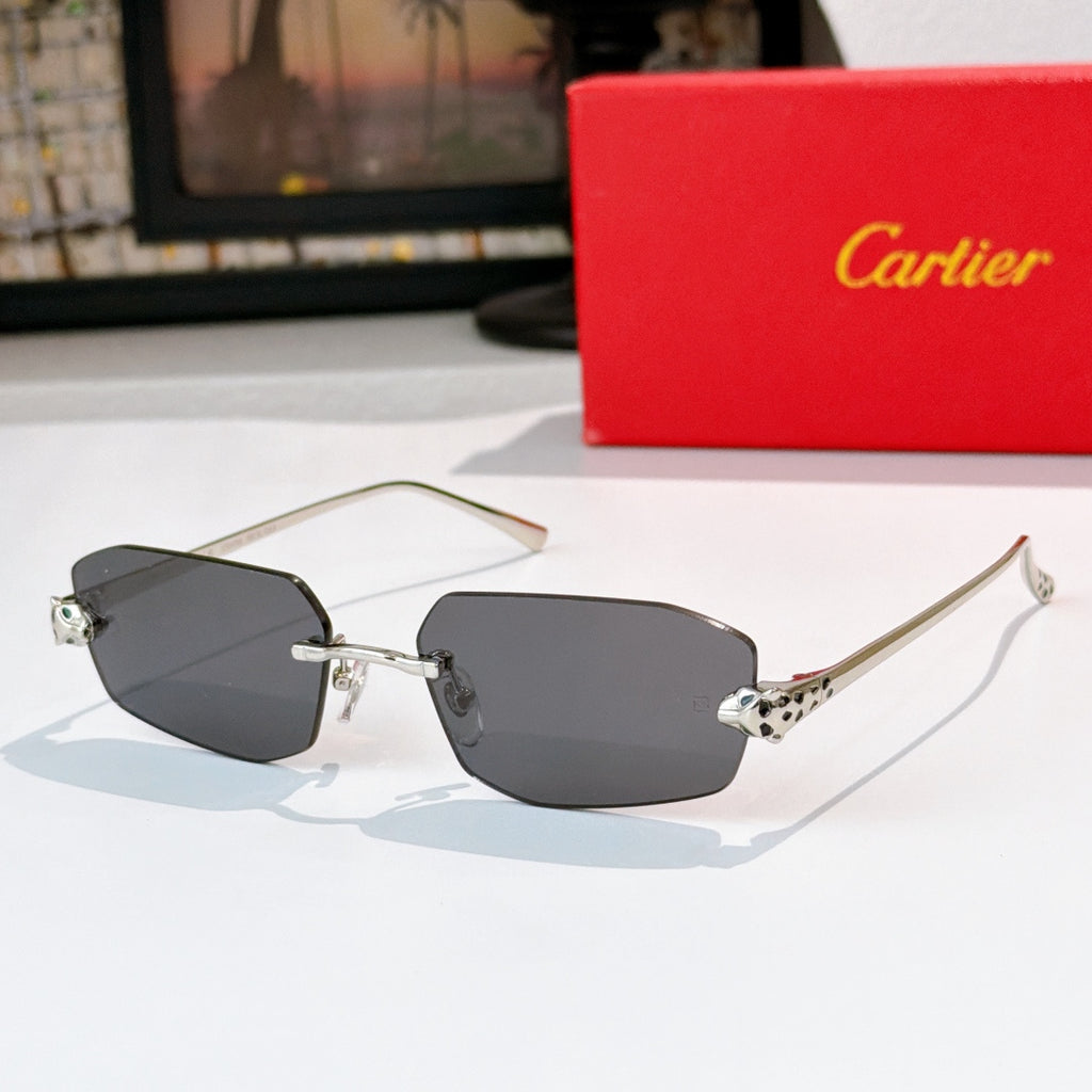 Cartier sunglasses with gold-tone frame and charcoal lenses