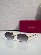 Gold-tone octagon eyeglasses with dark gray tint lenses