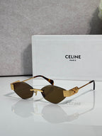 Celine sunglasses with brown-tinted lenses, tortoise-style frame, and gold-tone temples.